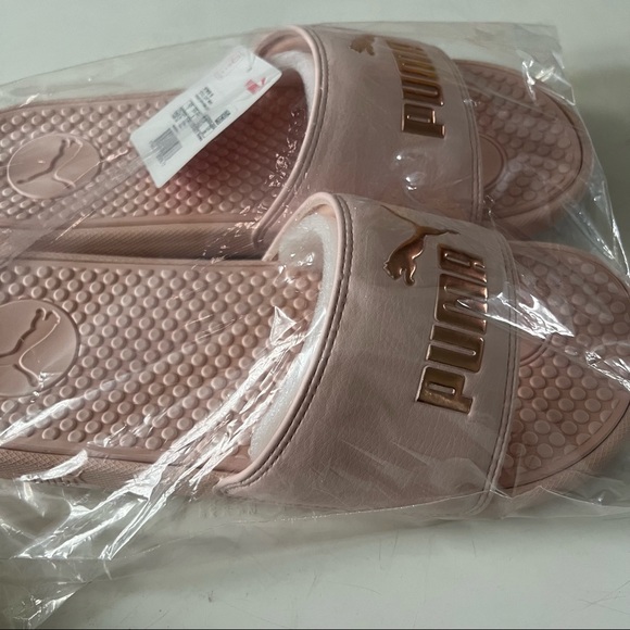 NWT PUMA AUTHENTIC COOL CAT BOLD WOMENS CLOUD PINK GOLD SLIP ON SLIDES SANDALS - Picture 9 of 10